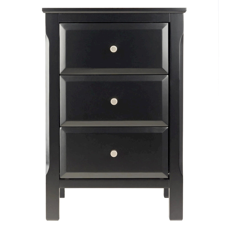Table de chevet en bois noir avec 3 tiroirs de rangement spacieux - 40 L x 40 l x 60 H cm