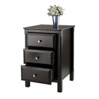 Table de chevet en bois noir avec 3 tiroirs de rangement spacieux - 40 L x 40 l x 60 H cm