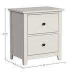 Table de chevet en bois de style fermier à 2 tiroirs – Finition crème