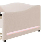 Lit de repos rembourré en polaire Teddy pleine taille avec lumière LED et lit gigogne