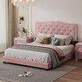 Cadre de lit rembourré Queen Size avec motif riveté, lit plateforme moderne en velours avec tête de lit capitonnée