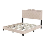 Cadre de lit rembourré Queen Size avec motif riveté, lit plateforme moderne en velours avec tête de lit capitonnée