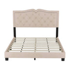 Cadre de lit rembourré Queen Size avec motif riveté, lit plateforme moderne en velours avec tête de lit capitonnée