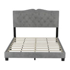 Cadre de lit rembourré Queen Size avec motif riveté, lit plateforme moderne en velours avec tête de lit capitonnée