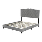 Cadre de lit rembourré Queen Size avec motif riveté, lit plateforme moderne en velours avec tête de lit capitonnée