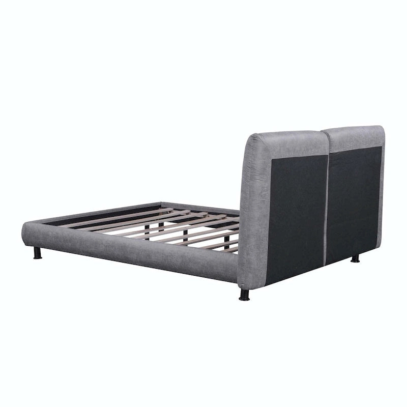 Lit plateforme en polyester Queen Size avec deux grandes têtes de lit