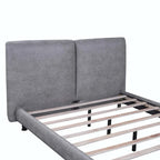 Lit plateforme en polyester Queen Size avec deux grandes têtes de lit