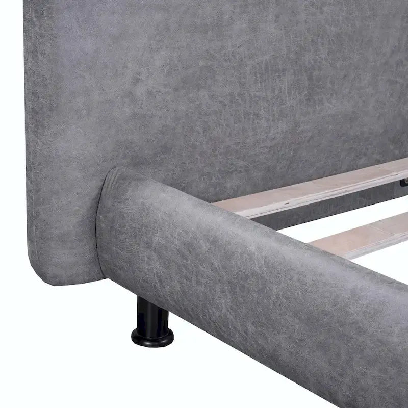 Lit plateforme en polyester Queen Size avec deux grandes têtes de lit