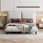 Lit plateforme en polyester Queen Size avec deux grandes têtes de lit