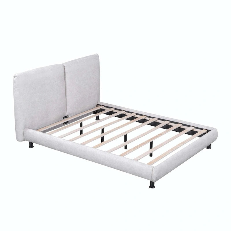 Lit plateforme en polyester Queen Size avec deux grandes têtes de lit