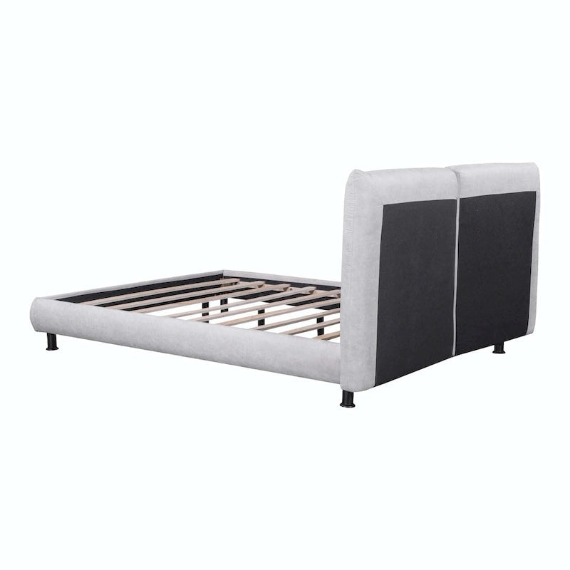 Lit plateforme en polyester Queen Size avec deux grandes têtes de lit