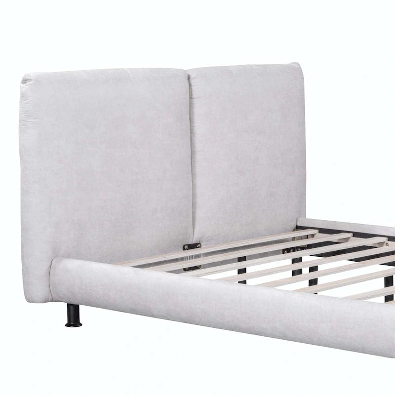 Lit plateforme en polyester Queen Size avec deux grandes têtes de lit