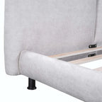 Lit plateforme en polyester Queen Size avec deux grandes têtes de lit