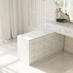 Commode/Coiffeuse Blanche Multifonctionnelle Grand Rangement 8 Tiroirs