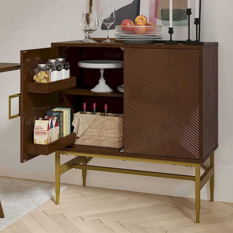 Meuble d'appoint moderne à 2 portes et étagères réglables de 86 cm de haut