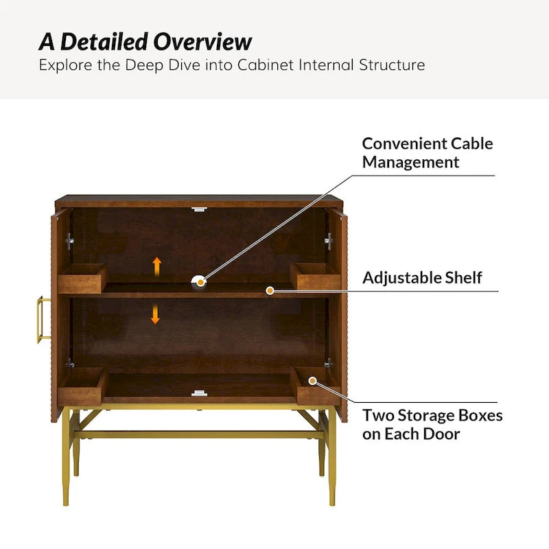 Meuble d'appoint moderne à 2 portes et étagères réglables de 86 cm de haut