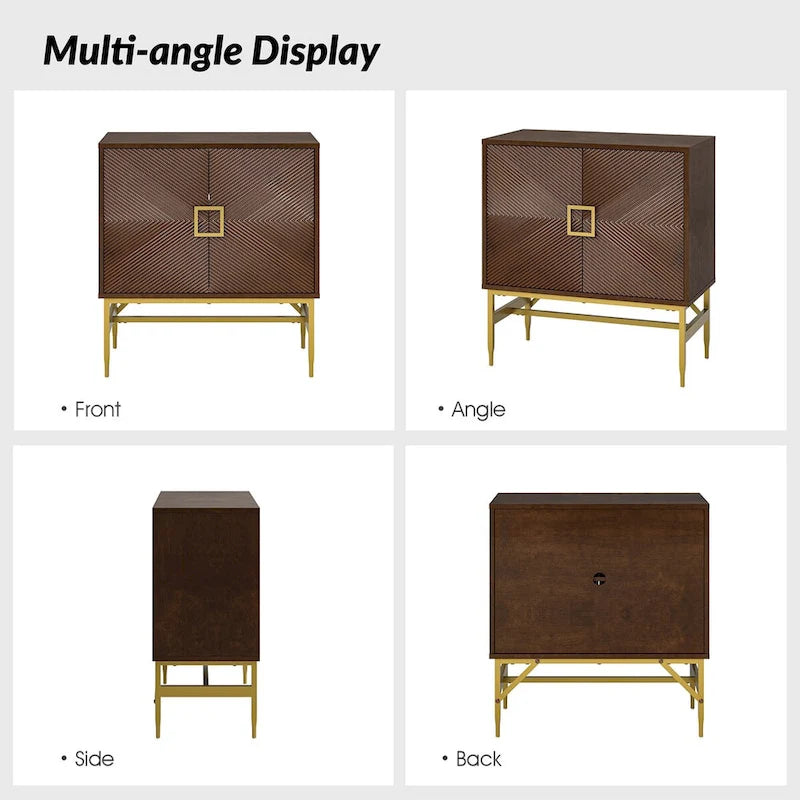 Meuble d'appoint moderne à 2 portes et étagères réglables de 86 cm de haut