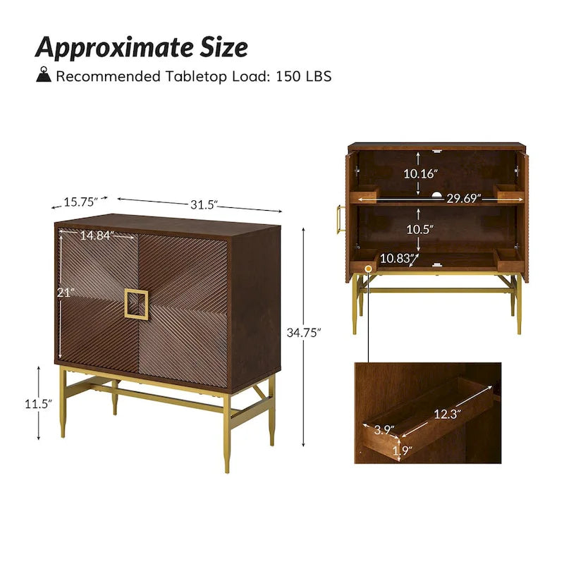 Meuble d'appoint moderne à 2 portes et étagères réglables de 86 cm de haut