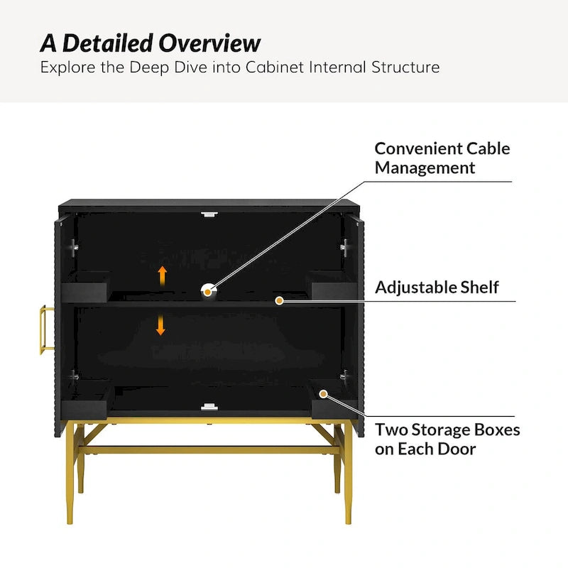 Meuble d'appoint moderne à 2 portes et étagères réglables de 86 cm de haut