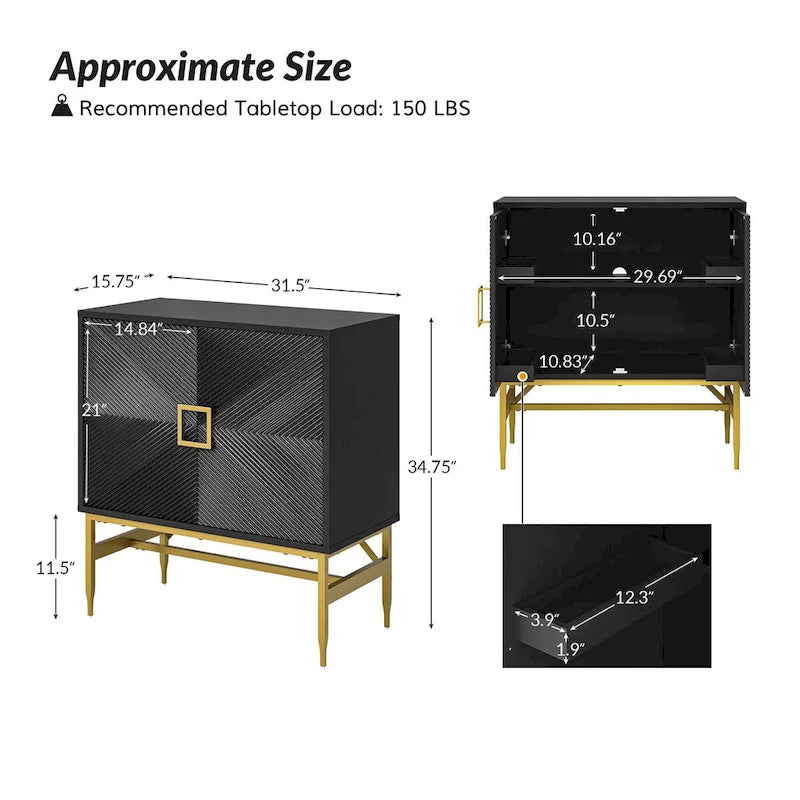 Meuble d'appoint moderne à 2 portes et étagères réglables de 86 cm de haut