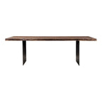Table à manger moderne en acacia et fer forgé à bords bruts - 94 x 38