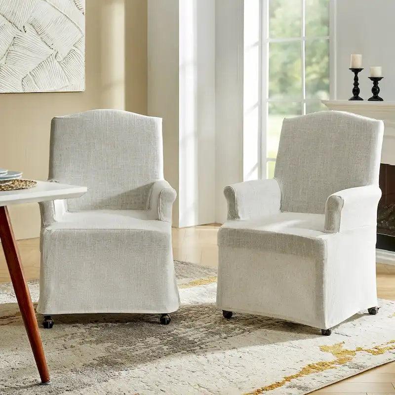 Chaises de salle à manger avec accoudoirs, revêtement déhoussable et pieds en bois massif - Lot de 2