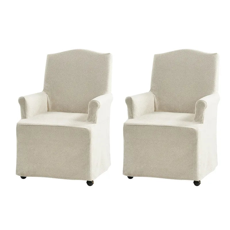 Chaises de salle à manger avec accoudoirs, revêtement déhoussable et pieds en bois massif - Lot de 2