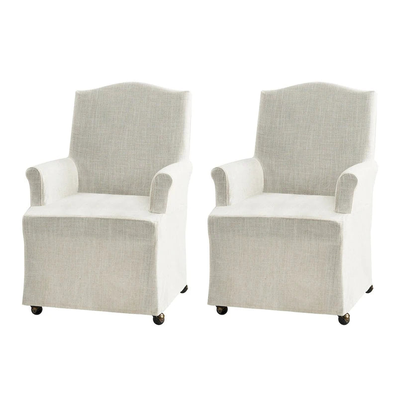 Chaises de salle à manger avec accoudoirs, revêtement déhoussable et pieds en bois massif - Lot de 2