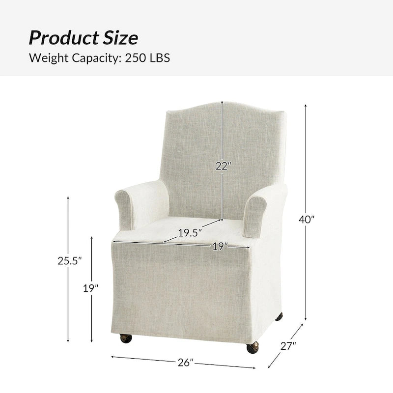 Chaises de salle à manger avec accoudoirs, revêtement déhoussable et pieds en bois massif - Lot de 2