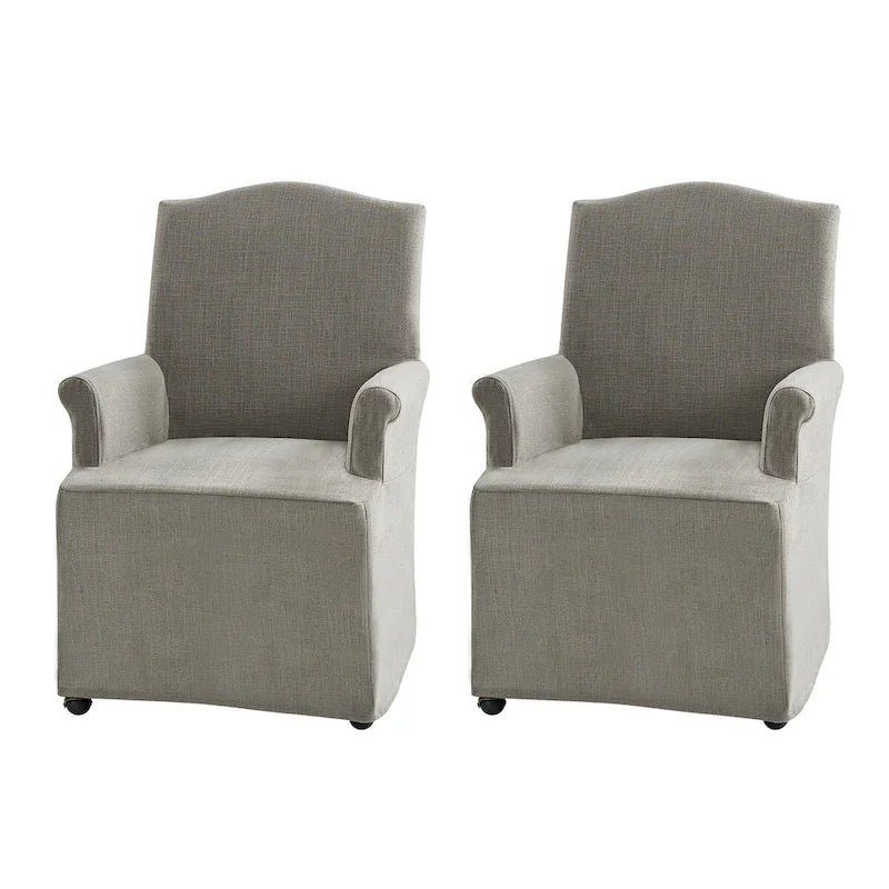 Chaises de salle à manger avec accoudoirs, revêtement déhoussable et pieds en bois massif - Lot de 2