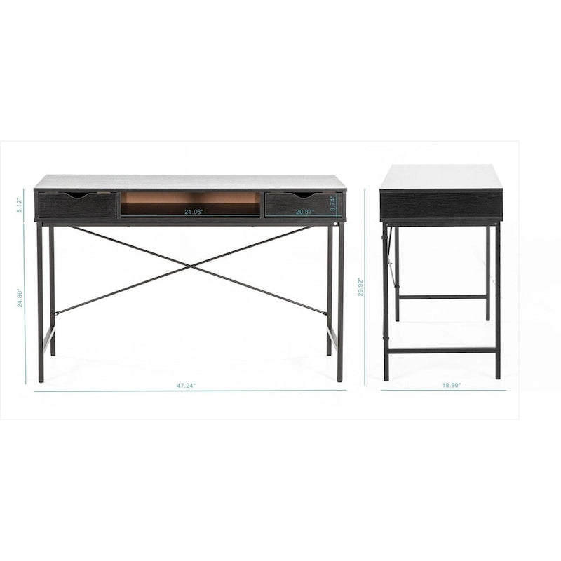 Bureau de 48 pouces avec tiroirs - Poste de travail contemporain pour bureau à domicile