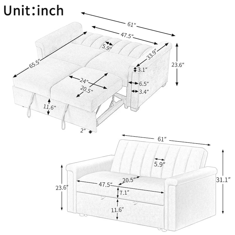 Canapé convertible avec coussin doux
