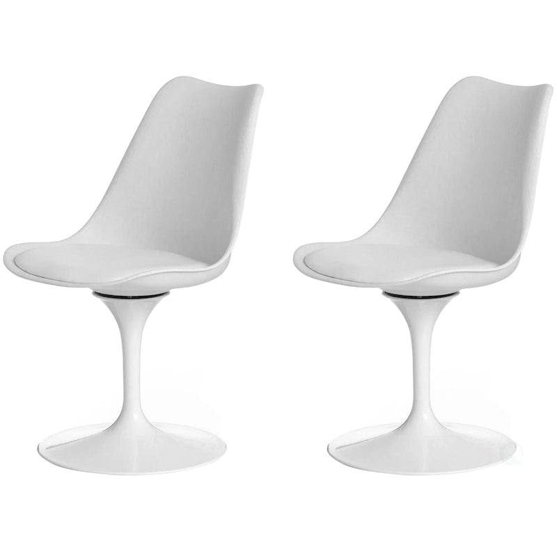 Chaise d'appoint pivotante Tulip Mid-Century Modern avec assise confortable et rembourrée, chaise d'appoint en polypropylène blanc