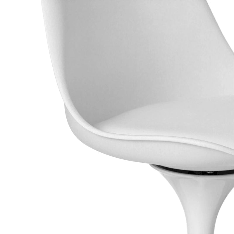 Chaise d'appoint pivotante Tulip Mid-Century Modern avec assise confortable et rembourrée, chaise d'appoint en polypropylène blanc