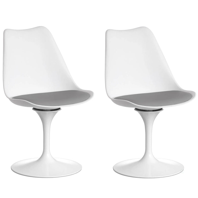 Chaise d'appoint pivotante Tulip Mid-Century Modern avec assise confortable et rembourrée, chaise d'appoint en polypropylène blanc