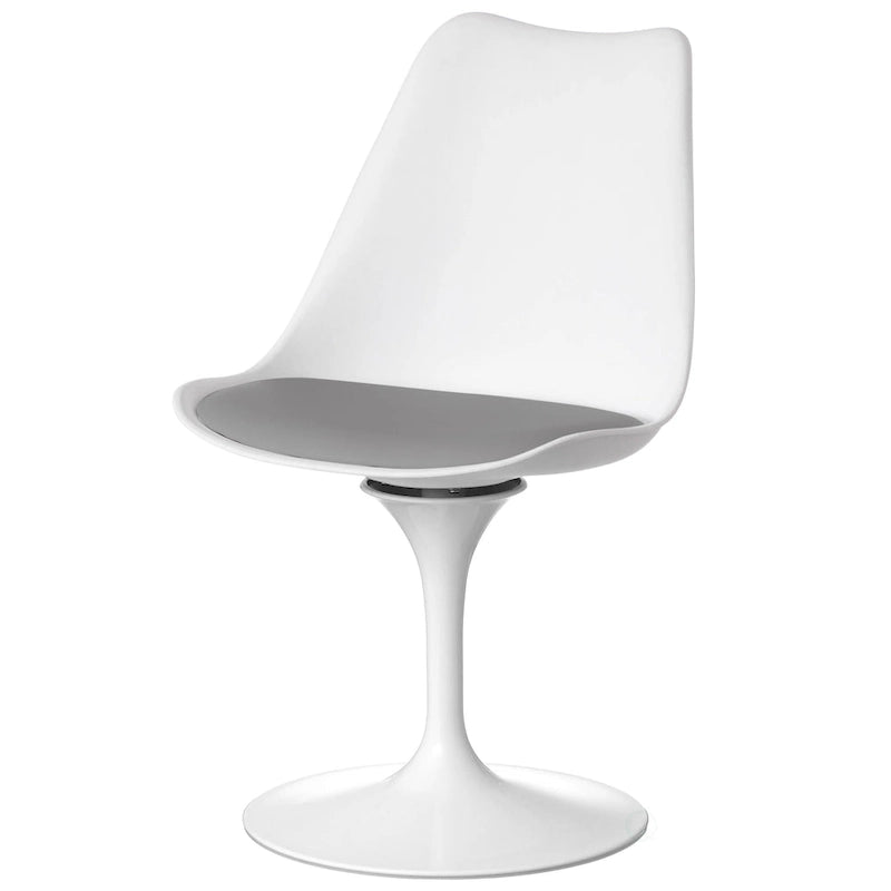 Chaise d'appoint pivotante Tulip Mid-Century Modern avec assise confortable et rembourrée, chaise d'appoint en polypropylène blanc