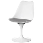 Chaise d'appoint pivotante Tulip Mid-Century Modern avec assise confortable et rembourrée, chaise d'appoint en polypropylène blanc