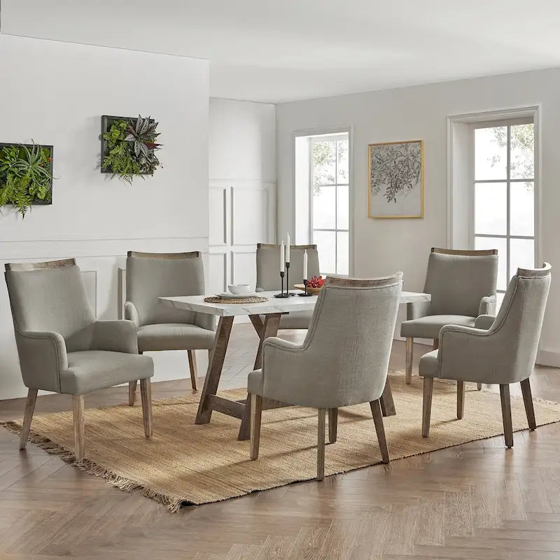 Chaises de salle à manger en bois massif rembourrées de style rustique (lot de 6)