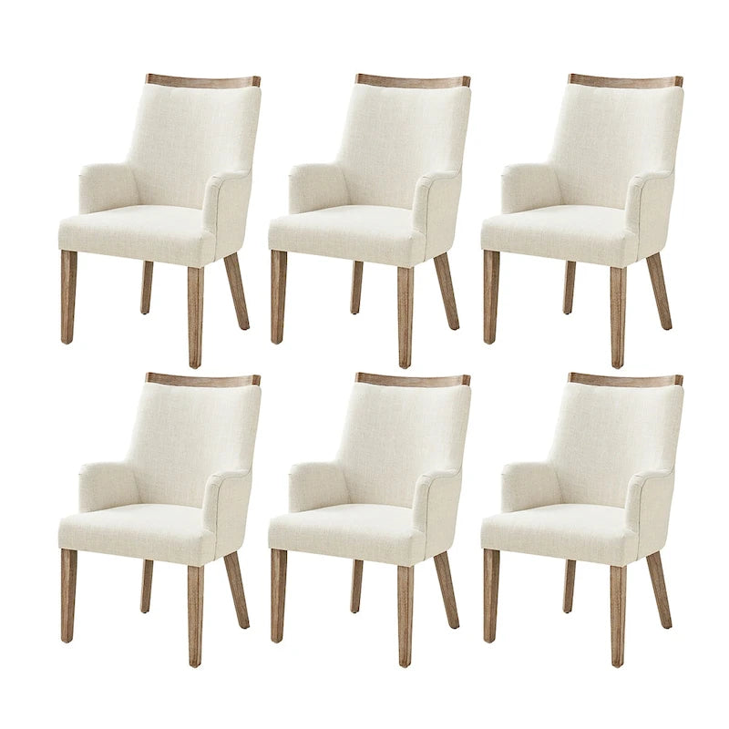 Chaises de salle à manger en bois massif rembourrées de style rustique (lot de 6)