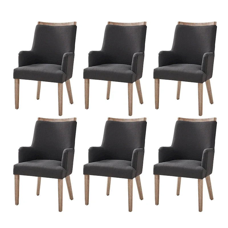 Chaises de salle à manger en bois massif rembourrées de style rustique (lot de 6)