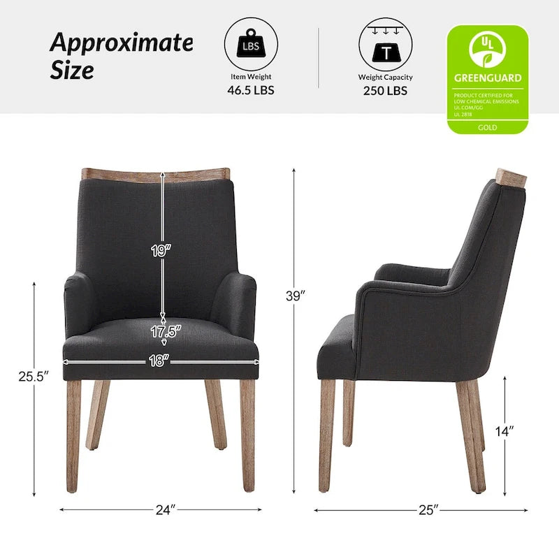 Chaises de salle à manger en bois massif rembourrées de style rustique (lot de 6)