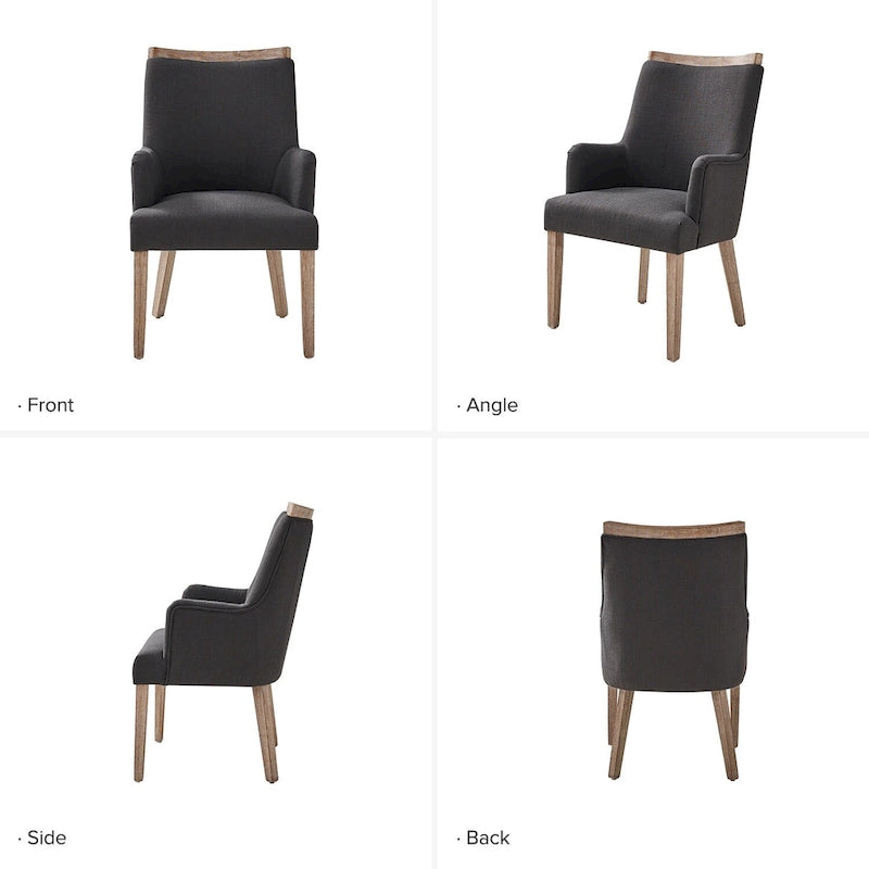 Chaises de salle à manger en bois massif rembourrées de style rustique (lot de 6)