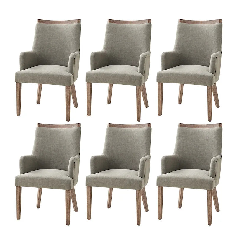 Chaises de salle à manger en bois massif rembourrées de style rustique (lot de 6)
