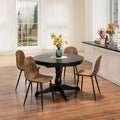 Lot de 4 chaises de salle à manger en daim avec pieds en métal noir - Chaises d'appoint