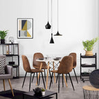 Lot de 4 chaises de salle à manger en daim avec pieds en métal noir - Chaises d'appoint