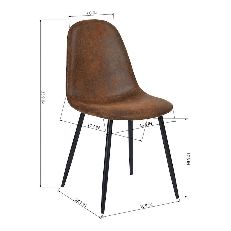 Lot de 4 chaises de salle à manger en daim avec pieds en métal noir - Chaises d'appoint