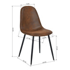 Lot de 4 chaises de salle à manger en daim avec pieds en métal noir - Chaises d'appoint
