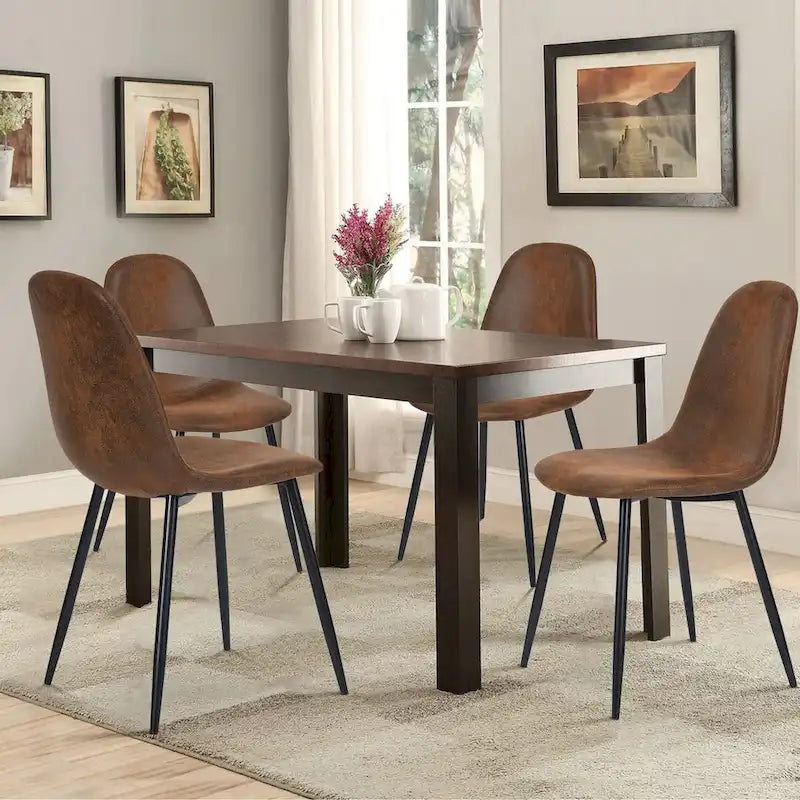 Lot de 4 chaises de salle à manger en daim avec pieds en métal noir - Chaises d'appoint