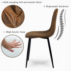 Lot de 4 chaises de salle à manger en daim avec pieds en métal noir - Chaises d'appoint