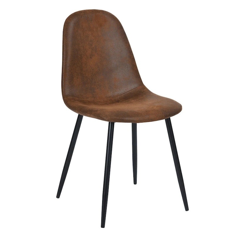 Lot de 4 chaises de salle à manger en daim avec pieds en métal noir - Chaises d'appoint